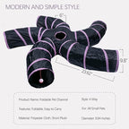 EGETOTA Cat Tunnel for Indoor Cats Large, with Play Ball S-Shape 5 Way Collapsible Interactive Peek Hole Pet Tube Toys, Puppy, Kitty, Kitten, Rabbit (Pink & Black)
