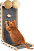 Cat Scratcher Felt Cat Scratch Pad for Cats with Sisal Balls Cat Scratching Board Large Scratchers for Indoor Adult Cat Scratching Furniture Protector Post Toy L Shape 28.4 Inch Grey