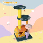 KAMABOKO Mushroom Cat Tree, Cute Cat Tower with Full-Wrapped Sisal Posts, Scratching Boards & Interactive Balls, Multi-Level Cat Activity Tree