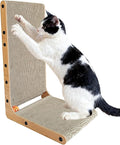 20" L-Shape Couch & Wall Cat Scratch Protector - Vertical Cat Scratcher and Scratching Post for Indoor Cats, Leans Against Furniture with Bell, Catnip & Toy Wand, High-Strength Cardboard