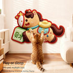Cartoon Cat Scratching Mat, Cute Wall Cat Scratcher for Christmas, New Year, Pet Scratching Pad with Self-Adhesive Backing, Furniture Protector for Couch Door Sofa Indoor (Horse)