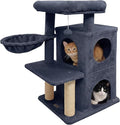 DORTALA Cat Tree for Indoor Cats, 33.5" Cat Tower with 2-Storey Condo, Top Perch, Sisal Scratching Posts, Dangling Ball, Platform, Multi-Level Pet Climbing Furniture Activity Center (Dark Grey)