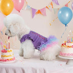 Dog Birthday Dress It's My Birthday Dog Dress Small Doggy Girl's Tutu Dresses Ruffle Sleeless Puppy Clothes Tulle Lace Skirt Pet Costume Cat Outfits (Purple, M(12-18lb))