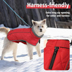 Fragralley Dog Coat Large, Waterproof Dog Jacket with Warm Fleece Lining, Adjustable Reflective Dogs Winter Coat, Turtleneck Pet Coats for Cold Weather (Red XXXL)