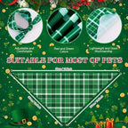 Abbylike 50 Pcs St. Patrick's Day Dog Bandanas Bulk Green Plaid Bandanas for Dogs Triangle Kerchief Bib Scarf for Pet Irish Holiday Costume Photo Props Accessories (19.7 x 13.8 x 13.8)