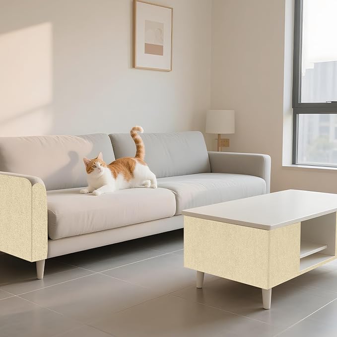 Cat Scratch Couch Furniture Protector, Self-Adhesive & Cuttable Furniture Scratch Protector Pad, Wear-Resistant Wall & Sofa Guard, Multi-Functional Cat Scratcher Khaki