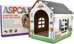 ASPCA Cardboard Cat House Hideaway Playhouse with Cat Scratcher Scratching Pad 19" L x 13" W x 17" H
