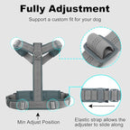 Plutus Pet No Pull Dog Harness, Adjustable Nylon Harness with Soft Padding, Reflective and Heavy Duty Dog Harness for Small, Medium, Large Dogs(Gray, S)