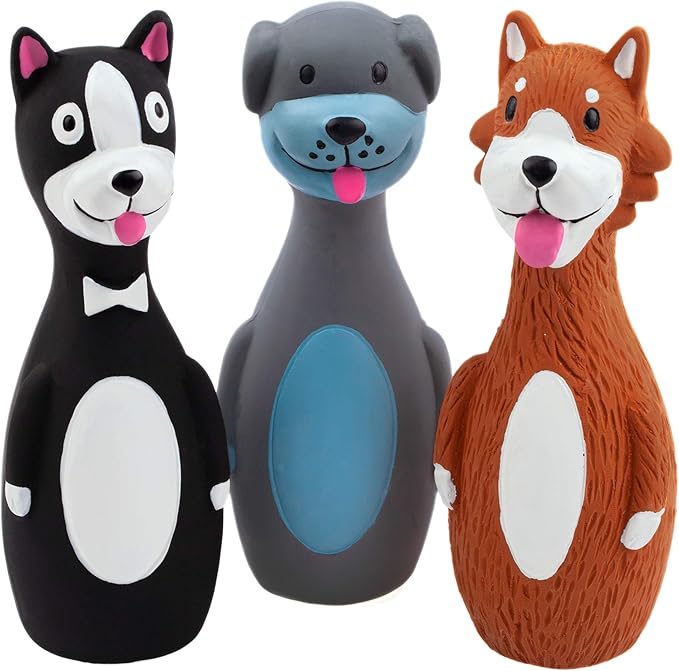 CHIWAVA 3 Pack 5.7 Inch Squeaky Latex Dog Toys Standing Stick Dog Dog Toy Puppy Fetch Interactive Play for Small Dogs