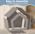 Indoor Dog House for Puppy, Durable Small Dog House Outdoor, Waterproof and Scratch Resistant Animal Shelter with Air Vents and Elevated Floor, Easy Installation and Clean (Deep Grey)