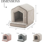 Orthopedic Cat House for Indoor Cats,Small Dogs,Super Soft Cat Bed Cave,Condos, Cubes,Cat Hideaway,Covered,Cat Bed for Kitty Small Medium Large Pet (Beige, 18" L x 15" W x 17" Th)
