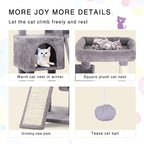 36 inches Cat Tower,Cat Tree for Indoor Cats with Scratching Posts Multi-Level Cat House with Ramp,Double Condos,Spacious Perch,Scratching Sisal Post and Dangling Balls for Kittens,Ashy