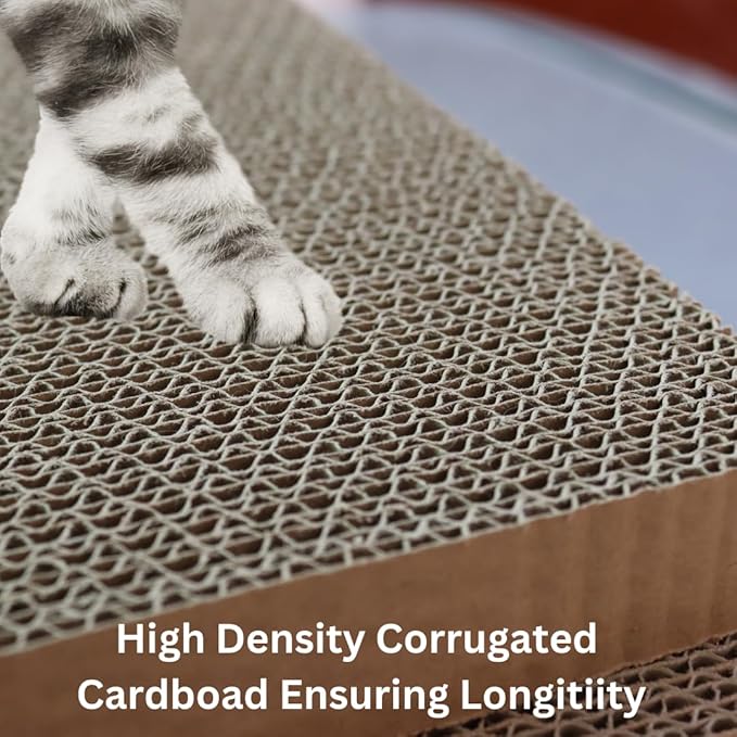 Cat Scratch Pad with Box 5 in 1, Cardboard Cat Scratcher, Cat Scratcher Cardboard, Scratching Pads for Indoor Cats, Cat Scratching Post Reversible Cat Scratching Board (5 Pack with Box)