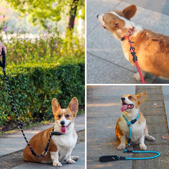 Reflective Slip Collar, Dog Choker Collar, Nylon Dog Training Collar with Slidable Stopper No Pull Dog Collars Martingale Collars for Small Medium Large Dogs, Black, L