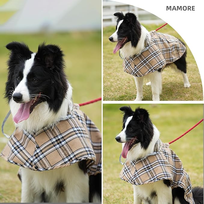 Dog Waterproof Raincoat with Poncho Hoodie, High Reflective Adjustable Yellow Pet Rain Jacket with Leash Hole for Small Medium and Large Dogs (Khaki, X-Small)