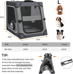 Snagle Paw Portable Dog Crate for Car Travel,Metal Frame Pet Crate,Pet Carrier for Car Back Seat Secures with Headrest Strap and Seatbelt,L,Gray