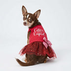 Fitwarm Cuter Than Cupid Dog Tulle Dress, Cute Girl Dog Clothes, Funny Pet Apparel, Burgundy Red, XXS
