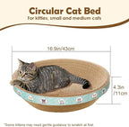 Large Cat Scratcher Bed, 16.9" x 16.9" x 3.9" Cat Scratch Cardboard with 2‑in‑1 Design, Scratching Board Pad for Indoor Cats Kitty Kittens, Scratch Bowl Lounge House Couch, Furniture Protector, Round