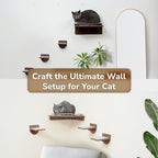 [Ready to Gift] PURRHOUSE 45LBS Capacity Cat Window Perch with Bolster, Hammock Seat with Premium Plywood & Metal Frame, Window Bed for Indoor Cats & Kittens (Walnut, Cat Wall Steps)