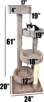 Maykoosh Large Cat Tree for Multiple Cats Sturdy Cat Penthouse with Scratching Posts Beige Beige/24 L x 20" W x 61" H