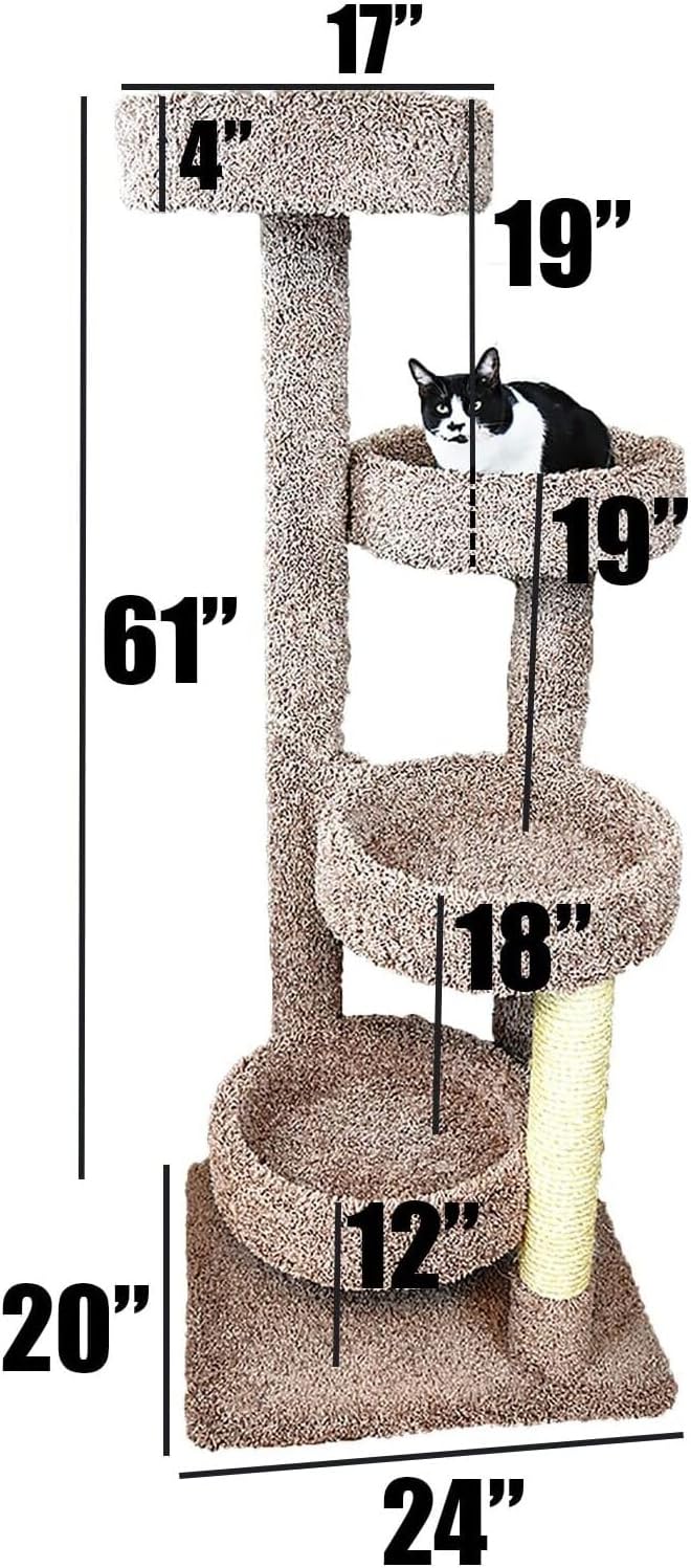 Maykoosh Large Cat Tree for Multiple Cats Sturdy Cat Penthouse with Scratching Posts Beige Beige/24 L x 20" W x 61" H