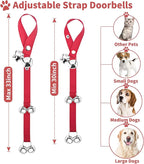 2 Pack Dog Doorbells, Pet Training Bells for Go Outside Potty Training and Communication Device Large Loud Dog Bell Cat Puppy Interactive Toys Adjustable Strap Door Bell (Red)