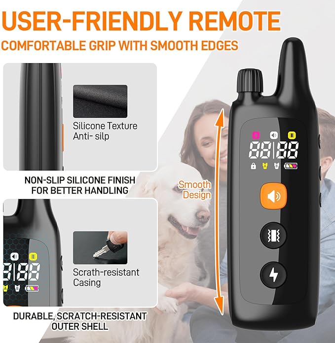 Dog Training Shock Collar 4000FT Dog Bark Collar with Remote IP67 Waterproof 4 Training Modes Beep Vibration Shock Light Mode Magnetic Charger Electric Dogs Collar 8-25 inches Single Shock Dull Black