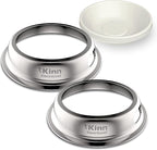 Kinn Kleanbowl Pet Bowl Stainless Steel Frame with Compostable Refills, 24 oz (Pack of 2) – Spill-Proof Stable Disposable Pet Bowls for Easy Cleaning and Healthy Pets, No Plastic