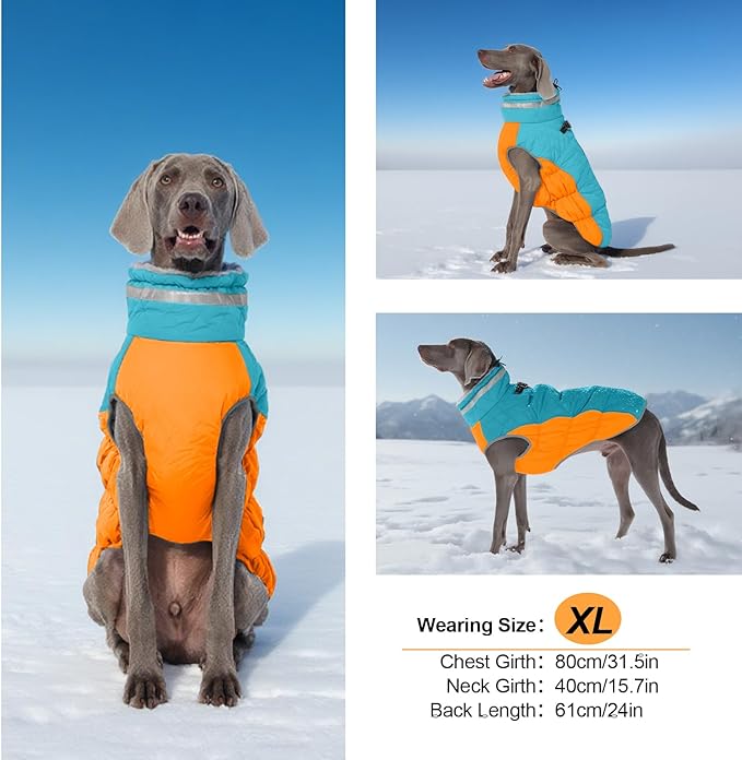 Warm Dog Coats For Large Dogs, Waterproof Dog Jacket With Harness, Zipper Clousure, Fleece Lining, Turtleneck, For Cold Weather Outdoor Walks, Pet Snowsuit For Beagle, Cocker Spaniel, Corgi- XL