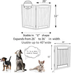ZJSF Freestanding Foldable Dog Gate - Extra Wide Wooden White Puppy Gate - 2 Panels Pet Fence