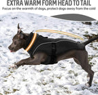 DENTRUN Winter Warm Dog Coat Reflective Jacket with Turtleneck for Cold Weather, Adjustable Buckle Windproof Water Repellent, Thick Snowsuit Fleece Vest for Small, Medium, Large Dogs, Black, M