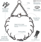 Herm Sprenger Black Stainless Steel Dog Collar with Quick Release ClicLock Buckle O-Ring Biothane Insert Training Collar Made in Germany (Black, 23in x 3.2mm(Neck Size up to19-20in))