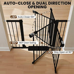29.7-46" Extra Wide Baby Gate for Stairs, Pressure Mounted Dog Gate Indoor for Doorways, Auto Close Pet Gate with Walk Thru Door, Double Lock Child Safety Gate for Kids and Pet, No-Trip Design