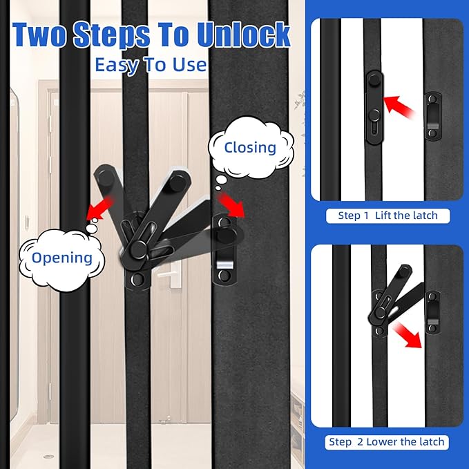 71 Inch Extra Tall Pet Gate for Cats, 29.5-48" Adjustable Wide Dog Gates, Pressure Mounted Walk Through Tall Cat Gate for Doorways,Hallway,Stairs,House（Black）