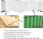 ZJSF Freestanding Dog Fence Indoor, Foldable Dog Gate for Doorways, Stairs or Hallways, Sturdy Wood Extra Wide Pet Gate with Support Feet for The House, White, 24 "Height-6 Panels