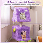 PETSITE 44 inch Monster-Themed Cute Cat Tree, Modern Cat Tree Tower with 2 Cat Condos, Sisal Scratching Post and Hanging Sound-Making Toys for Indoor Cats