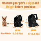 YUDODO 4-8lbs Dog Front Carrier Backpack, Adjustable Breathable Pet Carrier for Small Dogs, Ventilated Puppy Back Pack with Safety Belt, Lightweight Doggy Backpack for Hiking Outdoor (Jet Black, M)
