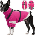 Dog Winter Coat with Adjustable Reflective Harness Built in -M | Turtleneck Water-Repellent Coats with Sleeves for Small Dogs Boy,Cold Weather Coats,Warm Jacket for Schnauzer (Rosered)