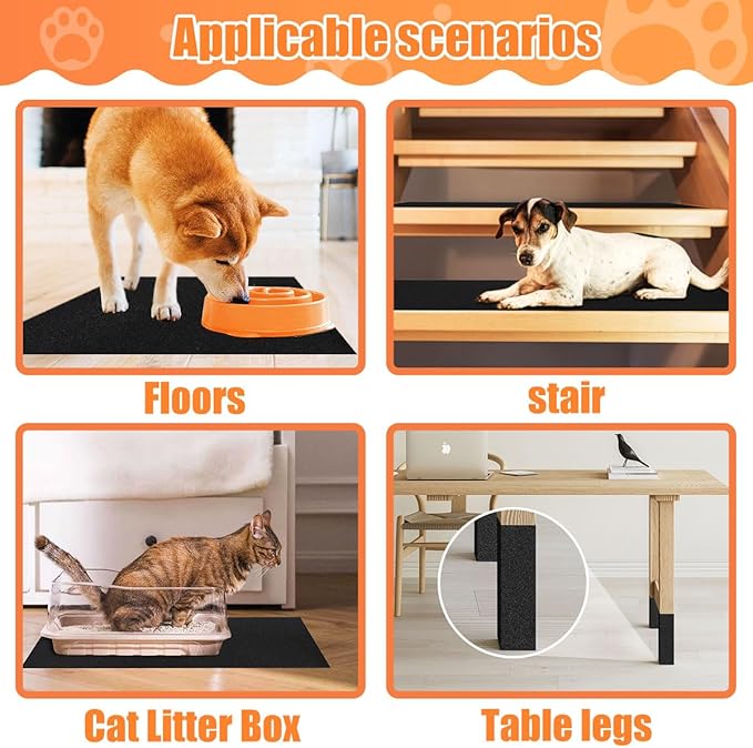 Pet Nail Self Adhesive Replacement Emery Paper Fits Most Dog Scratch Pad Cat Litter Box DIY on the Places Where Pets Like to Scratch Alternatives to Cat and Dog Nail Clippers (10in*13ft, White)