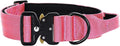 Heavy Duty Tactical Dog Collar – Adjustable Nylon w/Metal Buckle, Durable & Comfortable for Medium to Large Dogs (German Shepherd, Labrador, Rottweiler), Red Rose, Medium, for Training & Outdoor Use.
