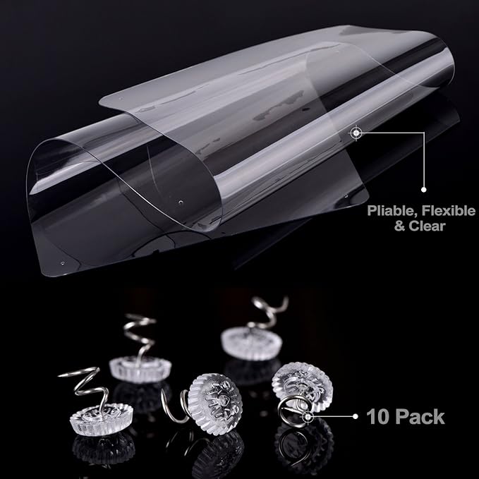 In hand Cat Scratch Furniture, 2PCS Clear Premium Heavy Duty Flexible Vinyl Protector Dog Cat Claw Guards with Pins No Adhesive, Stops Scratching Pets Furniture Protector
