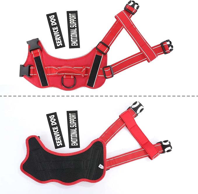 voopet Service Dog Harness, Emotional Support Pet Vest Harness, Reflective Breathable & Adjustable No Pull ESA Harness for Small Medium Large Dogs (with 4 PCS Removeable Tags),XX Small (Pack of 1)