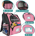 PetAmi Dog Backpack Carrier for Small Large Cat, Pet, Puppy, Ventilated Pet Hiking Backpack Travel Bag, Airline Approved Cat Backpack Carrier, Camping Biking Dog Bag Up to 18lbs Pet, Pink
