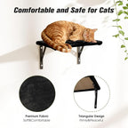 Wall Mounted Cat Furniture Set of 5 With Tree, Perch, Scratcher, Bridge and Condo, Gray (Black)