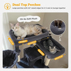 81" Heavy Duty Cat Tree for Large Cats up to 20lbs - Extra Tall Cat Tower with Metal Frame Hammock, 6 Sisal Scratching Posts, 2 Perches - Indoor Cat Furniture for Maine Coon, Dark Gray