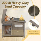 Outdoor Wooden Dog House for Small Dogs, Weatherproof Winter Dog Kennel with Openable Roof & Window, Chew-Resistant Frame, Cozy Indoor Shelter (Grey, 34" D x 22" W x 26.5" H)