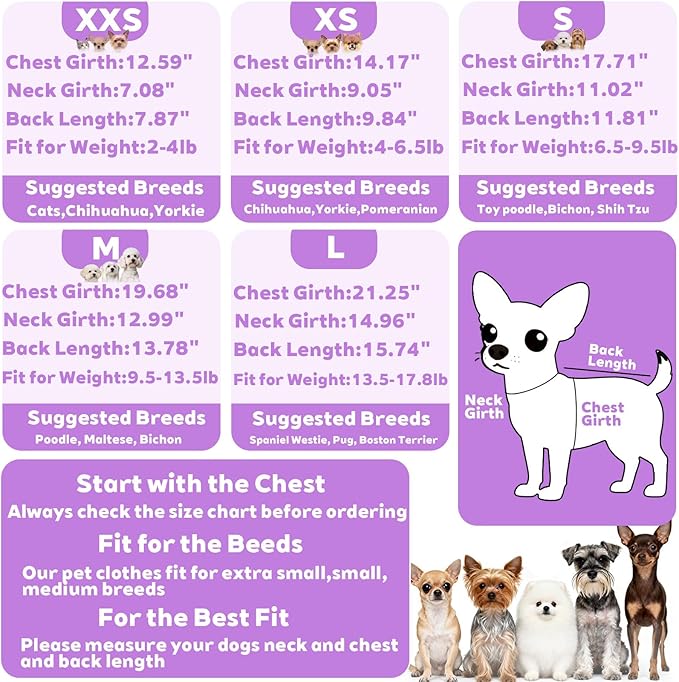 Dog Sweaters for Small Dogs Puppy Pjs Fleece Dog Pajamas Winter Warm Doggie Sweater Thermal Stretchy Jumpsuit Pet Clothes Outfits Cat Apparel (Purple, XX-Small)