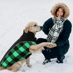Kuoser Dog Winter Coat, Reversible Waterproof Dog Jacket with Reflective Strip, Warm Dogs Fleece Vest Adjustable Doggy Cold Weather Clothes Plaid Christmas Outfit Pet Apparel for Small Dogs, Green XS
