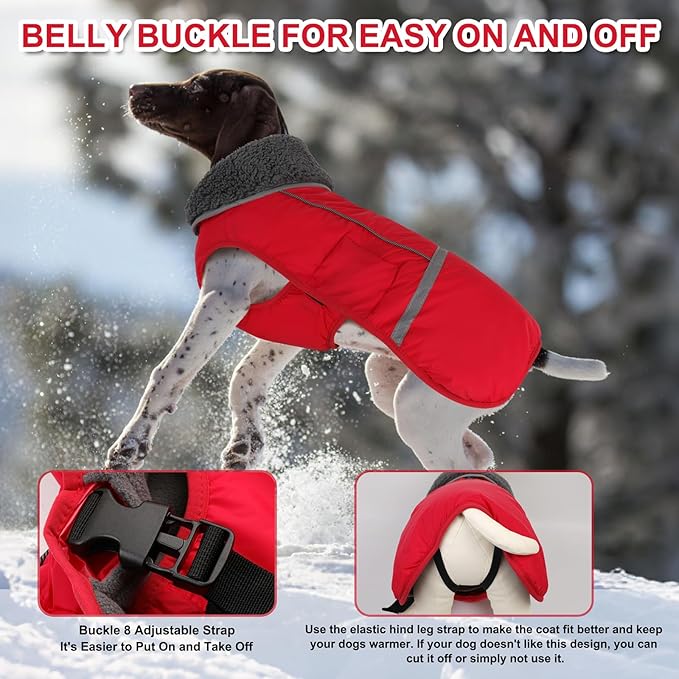 Doglay Dog Coat, Waterproof Dog Jacket Pet Winter Coat for Cold Weather with Thicken Furry Collar, Reflective Puppy Winter Jacket Warm Fleece Lining for Small Medium Large Pets