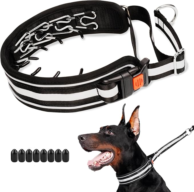 Mayerzon Martingale No Pull Dog Collar, Reflective Walking Collar for Large Medium Dogs Pitbull Belgian Malinois Doberman that Pull, Anti Pull Dog Collar (Black, X-Large,3mm,18"-26" Neck)